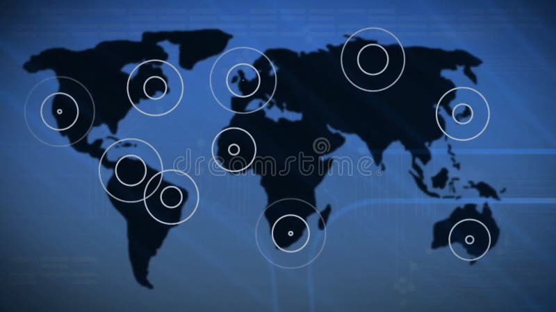 Global network connections animation with target circles on world map royalty free illustration