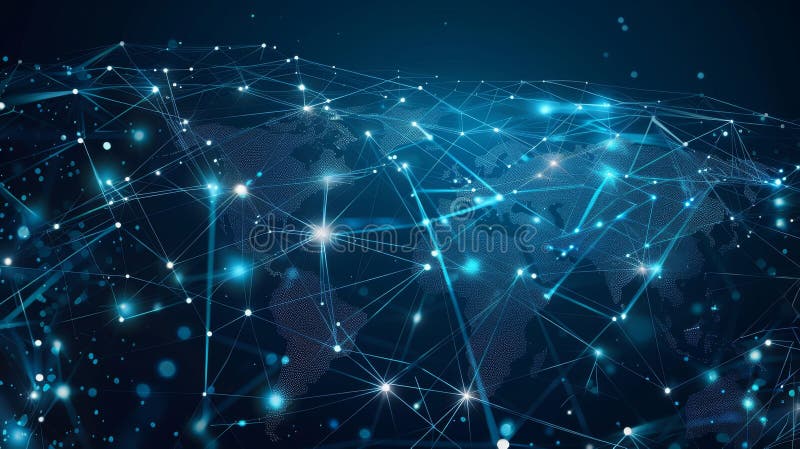 Global Network Connections and Data Exchange vector illustration