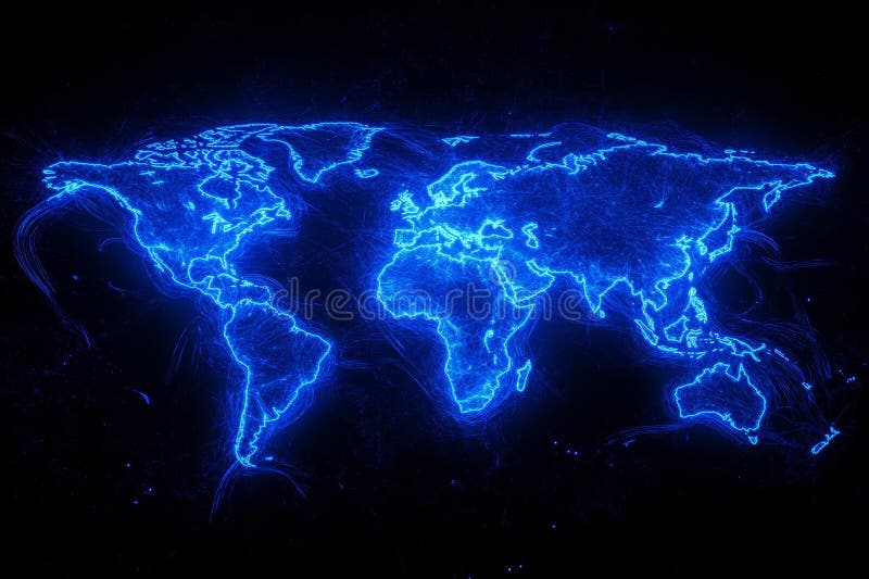 Global Network Connections Illuminating world map showcasing global connectivity data flow digital network and international vector illustration