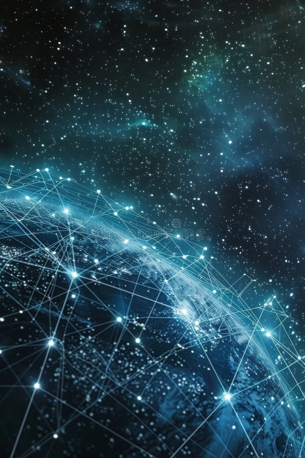Global Network Connectivity in Space royalty free illustration