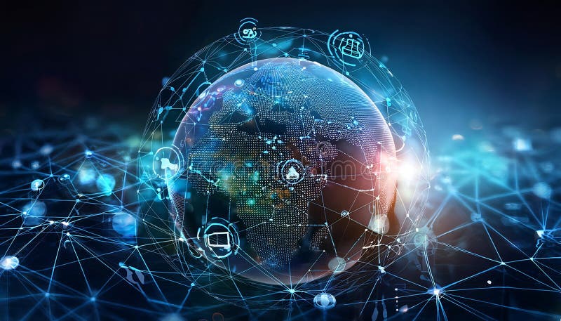 A Global Network Connects the World through Digital Technology Stock ...