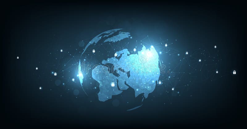 Global network Cyber security connection stock illustration