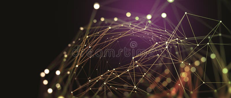 Abstract, high tech, full color background with polygonal mesh elements stock illustration