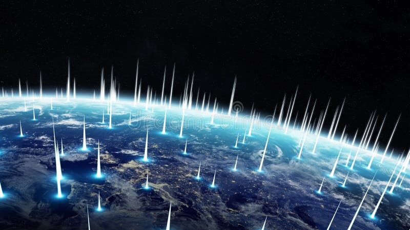 Global network and datas exchanges over the planet Earth 3D rend royalty free illustration Global network and datas exchanges over the planet Earth 3D rend royalty free illustration