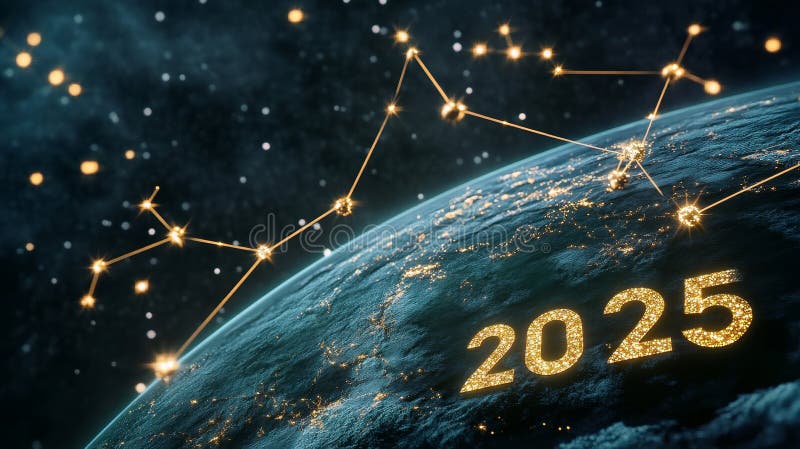Global Network 2025 Future technology global connection digital transformation year 2025 worldwide network vector illustration