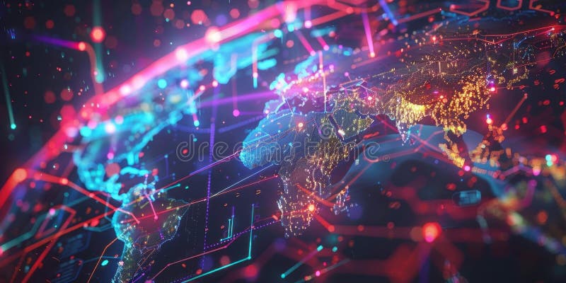 Global Network, Interconnected World of Data and Technology