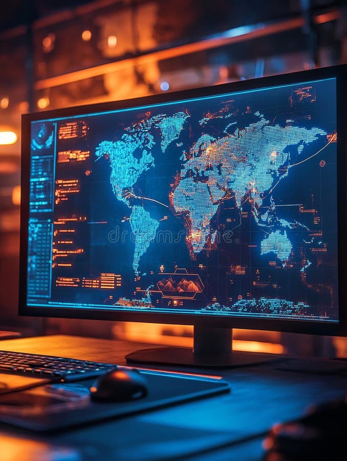Global Network Monitoring System stock illustration