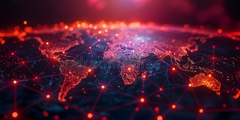 Global Network Represented by World Map with Network Connections Using NASA Image Elements. Concept royalty free illustration