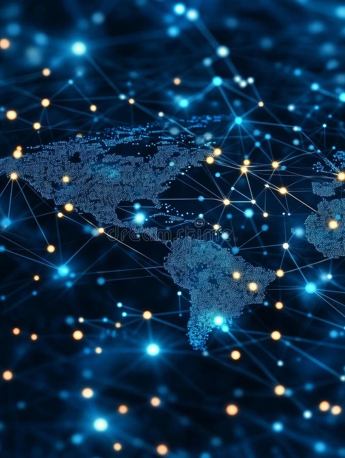 Global Network of Search Engines Interconnected representing a network of information data sharing and connections royalty free illustration