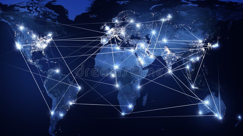 Global networking and international communication. World map as a symbol of the global network. Elements of this image royalty free stock images
