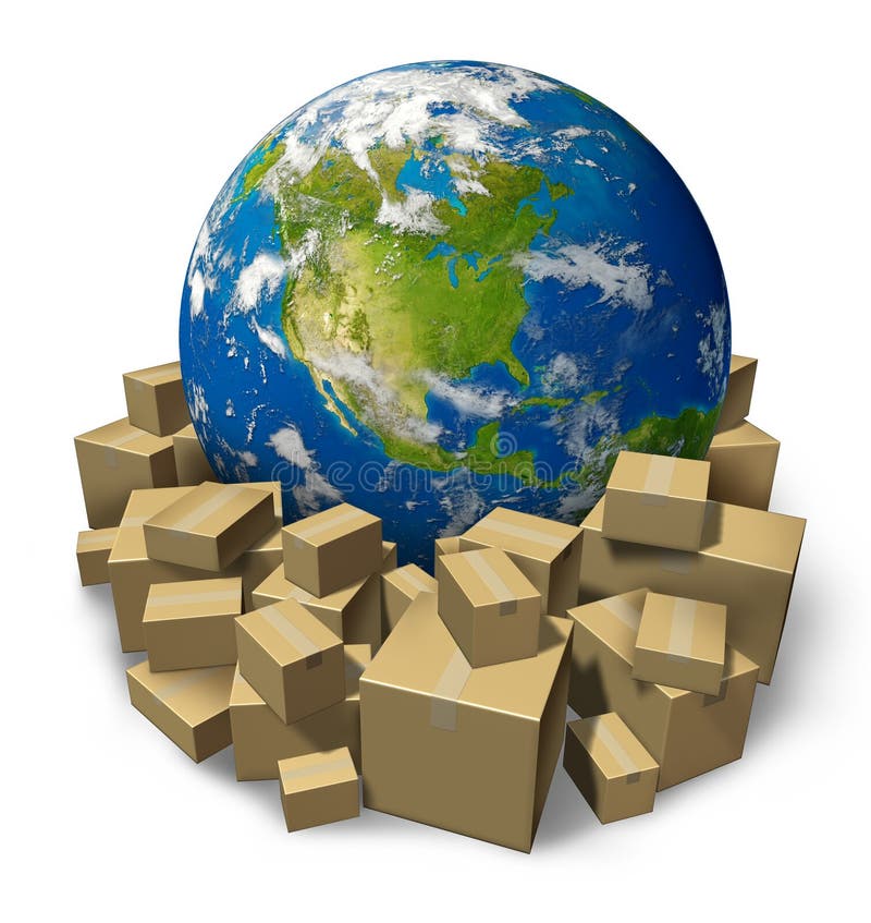 Global package. Глобальная доставка. Глобус в коробке.