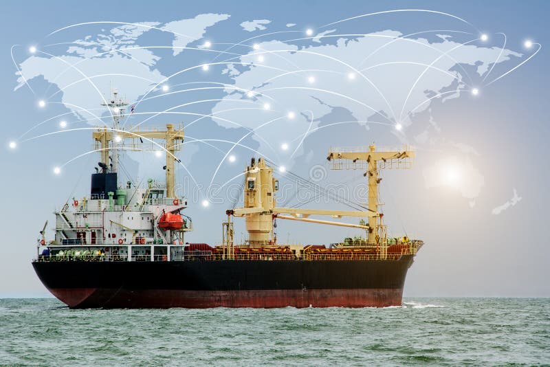 Map global logistics partnership connection of Container Cargo freight ship for Logistics Import Export background Elements of this image furnished by NASA. Global network connection map stock images, royalty-free photos and pictures
