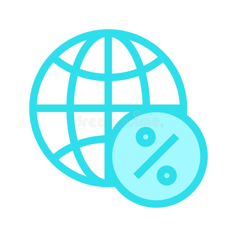 Global percentage color line icon royalty free illustration