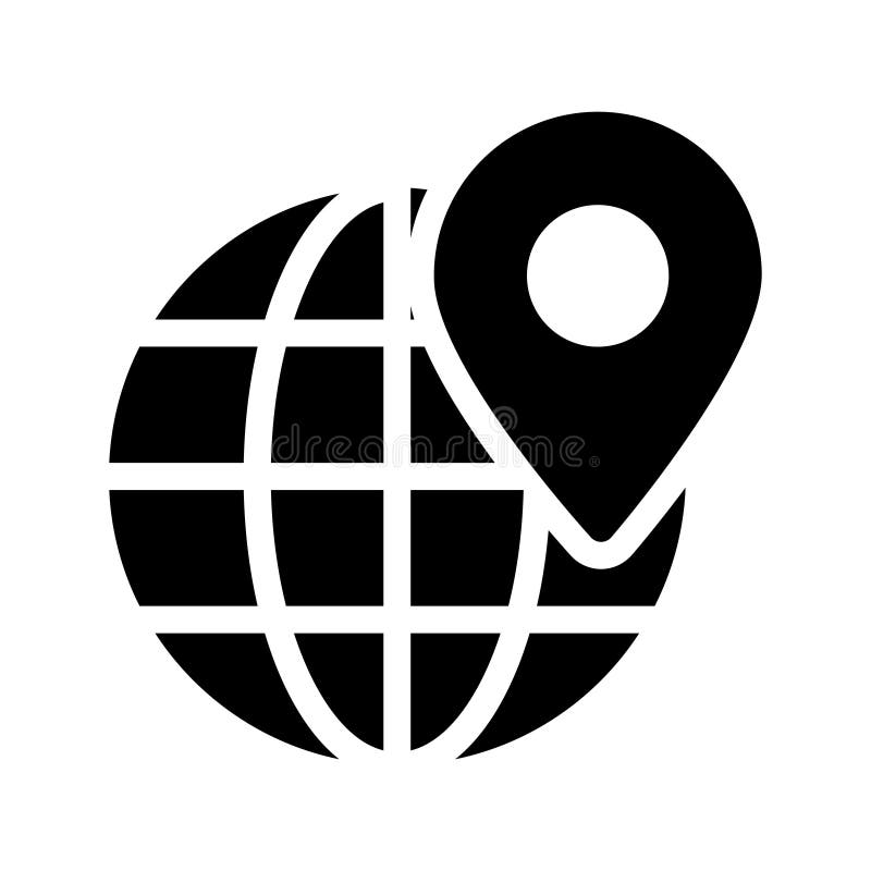 Global pin glyph vector icon stock illustration