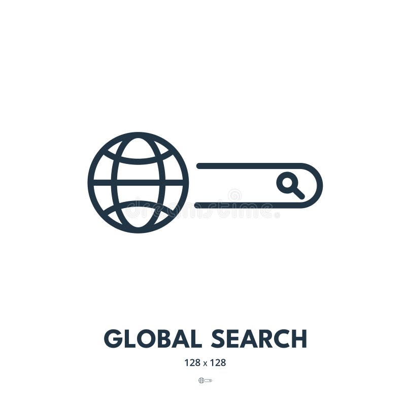 Global Search Icon. Search Bar, Browse, Internet. Editable Stroke. Simple Vector Icon