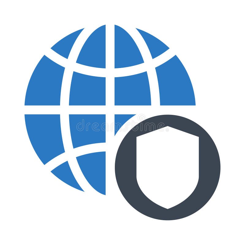Global security glyphs double color icon stock illustration
