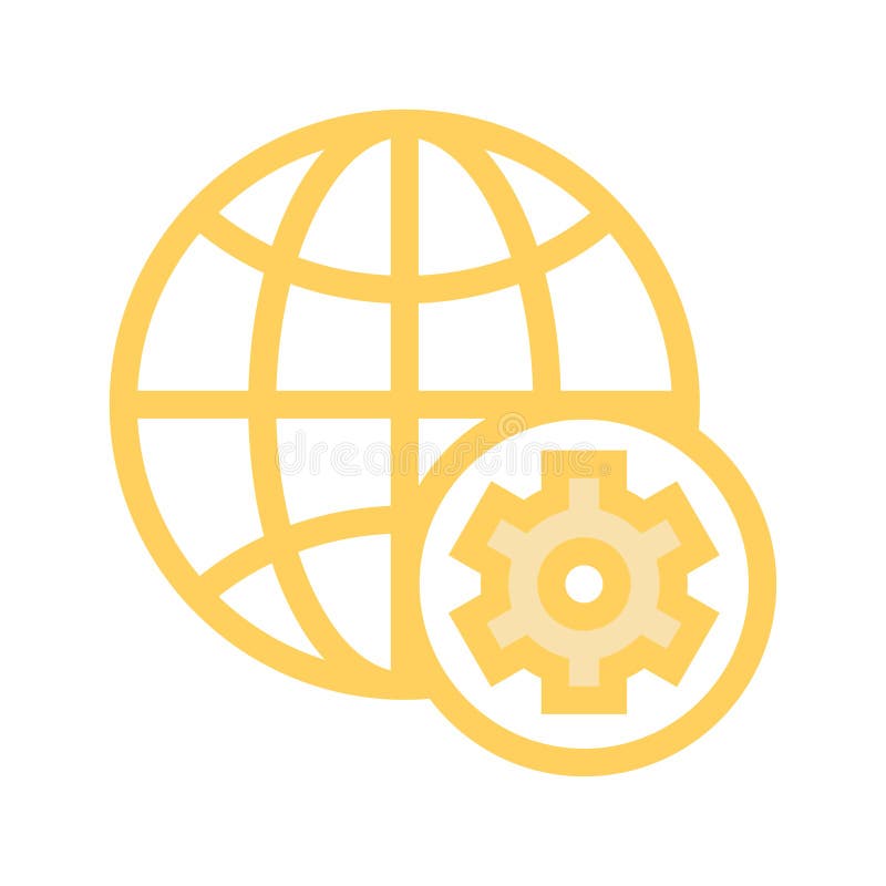 Global setting color line icon stock illustration