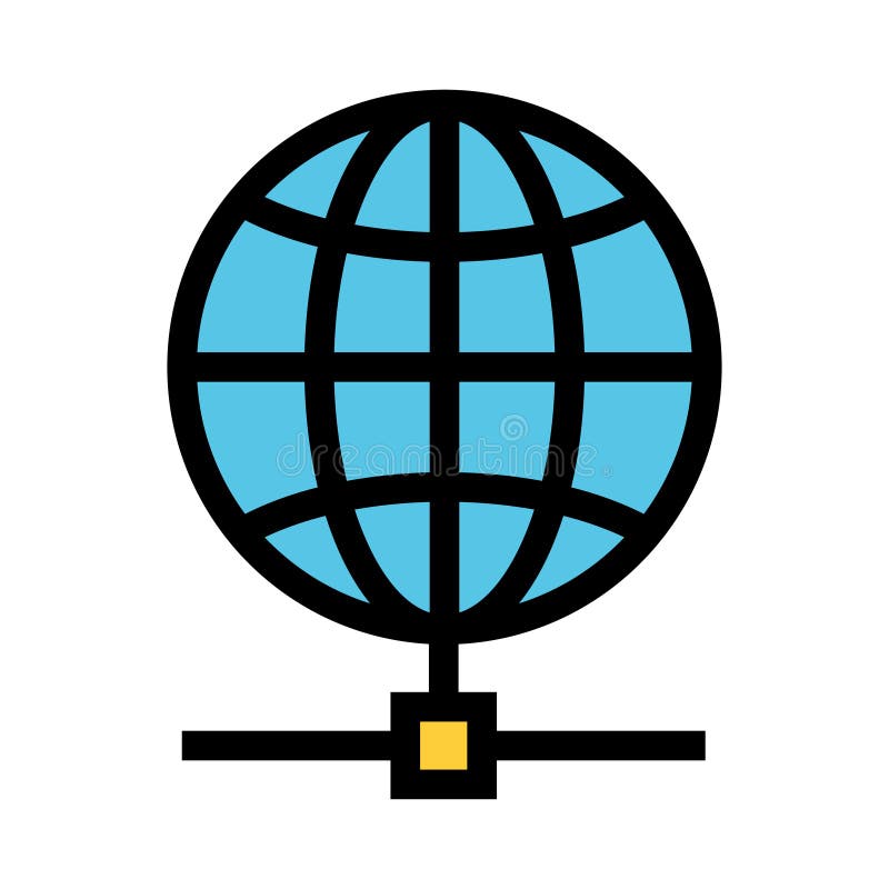 Global sharing color line icon stock illustration