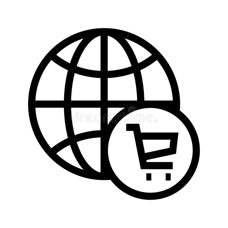 Global Shop Vector Line Icon royalty free illustration