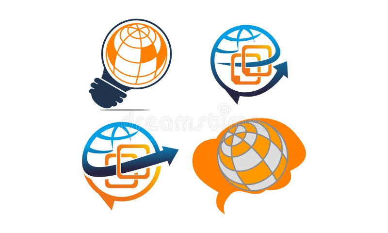 Global smart uppsättning för funderareaffärsmall royaltyfri illustrationer Global smart uppsättning för funderareaffärsmall royaltyfri illustrationer