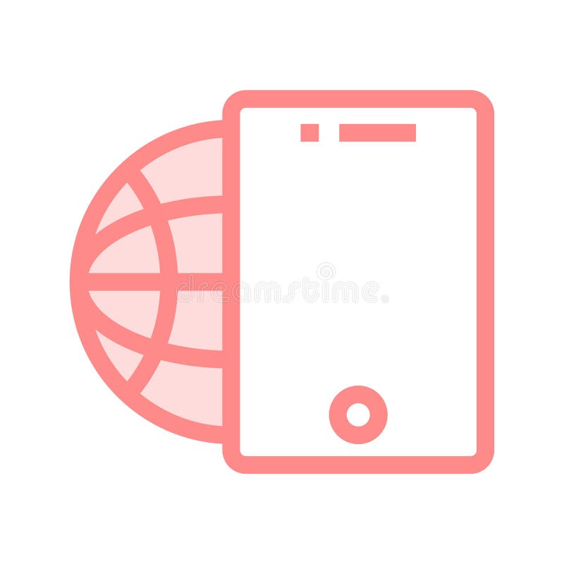 Global tablet color line icon royalty free illustration