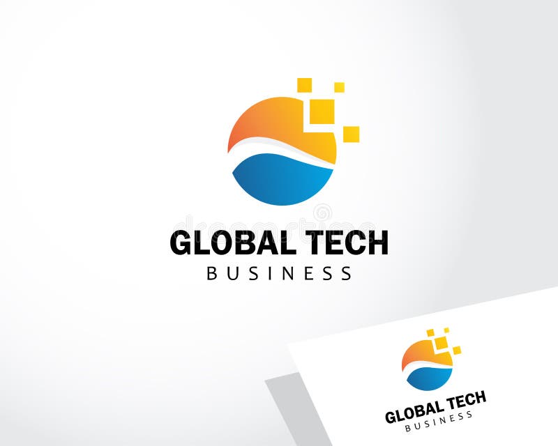 Global Tech Logo Creative Business Pixel Digital Illustration Design ...