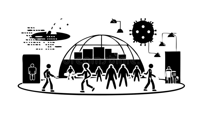 Global tech summit: interconnected world and collaborative innovation, vector design Generative AI stock illustration