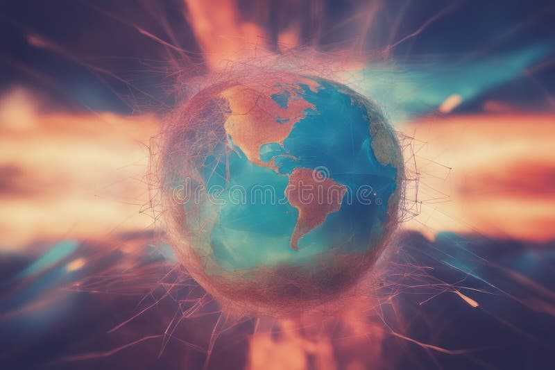 Global technology and communication network concept. connection with earth planet world map over dark city background elements by SD. Global network connection map stock images, royalty-free photos and pictures