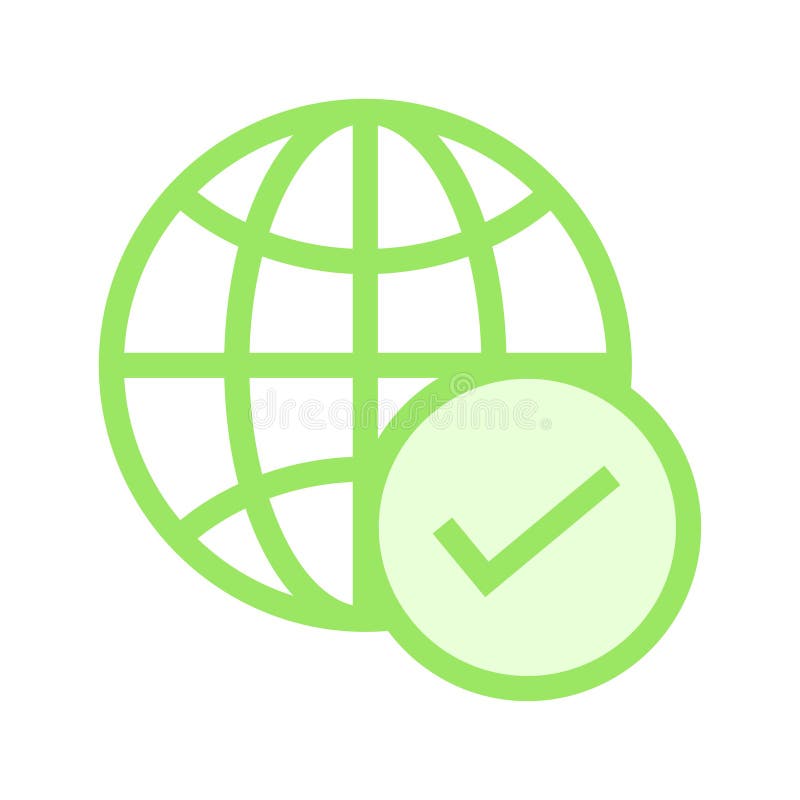 Global tick color line icon royalty free illustration