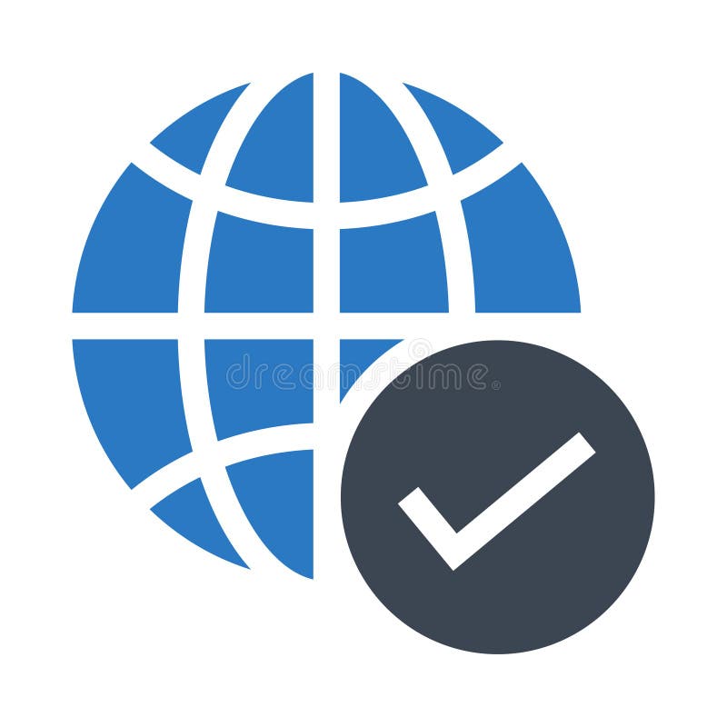 Global tick glyphs double color icon vector illustration