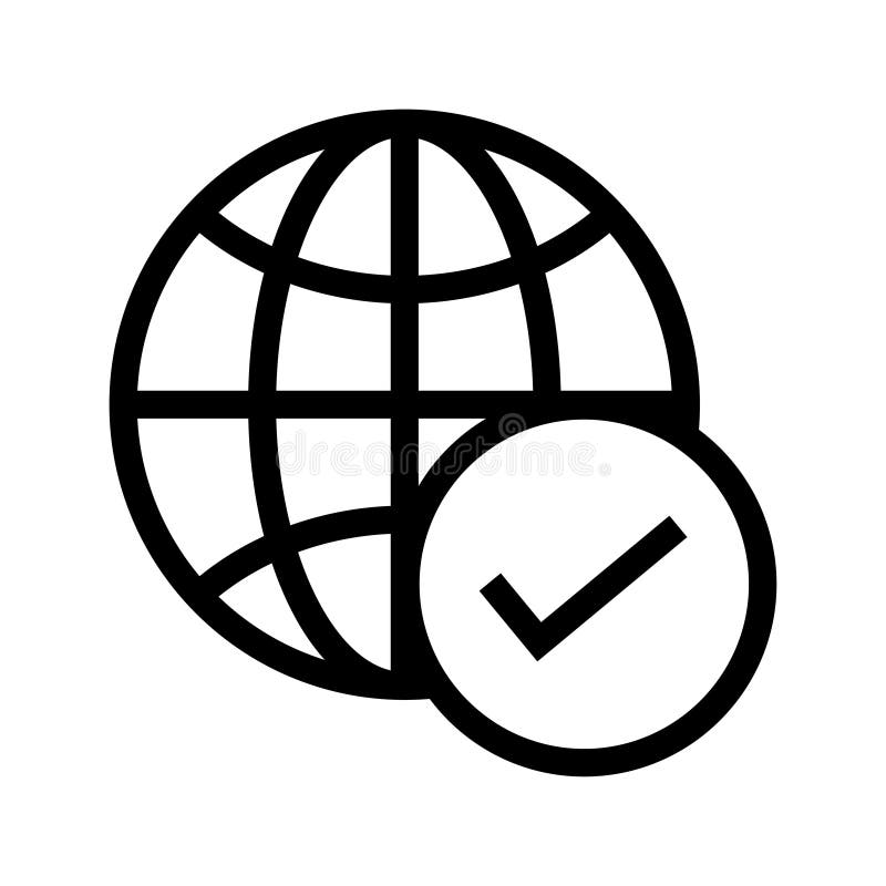 Global tick vector line icon stock illustration