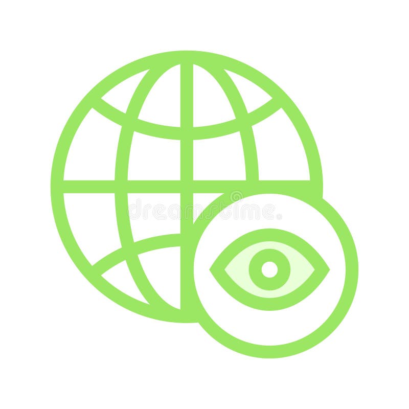 Global view color line icon vector illustration