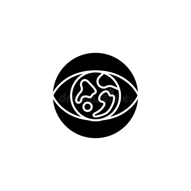 Global vision black icon concept. Global vision flat vector symbol, sign, illustration. vector illustration Global vision black icon concept. Global vision flat vector symbol, sign, illustration. vector illustration