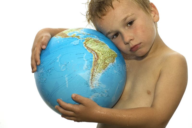 Global Warming. Stop the global warming! Picture of a sweating boy holding a globe, representing the rising temperature on our earth. He's got his whole life in royalty free stock photos Global Warming. Stop the global warming! Picture of a sweating boy holding a globe, representing the rising temperature on our earth. He's got his whole life in royalty free stock photos