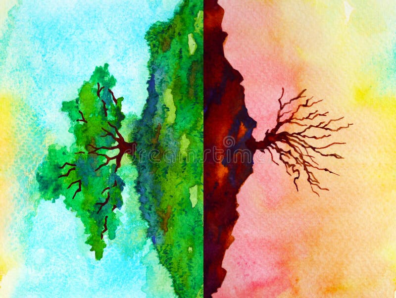 Global Warming Climate Change Abstract Art Spiritual Mind Human Watercolor Painting Illustration Design Hand Drawing Stock Photo Image Of Greenhouse Concept