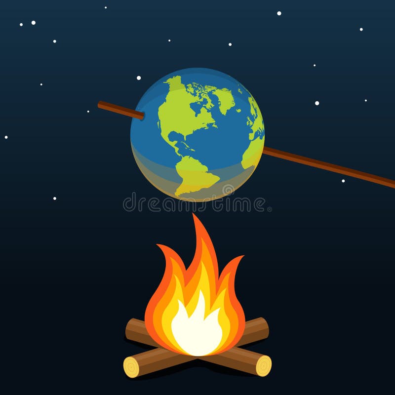 Global warming concept. Planet earth bonfire climate change. Vector royalty free illustration Global warming concept. Planet earth bonfire climate change. Vector royalty free illustration