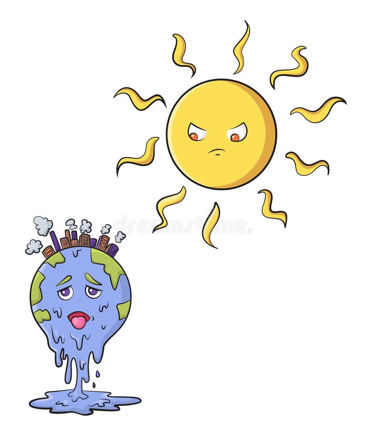 Global warming-Earth melting stock illustration