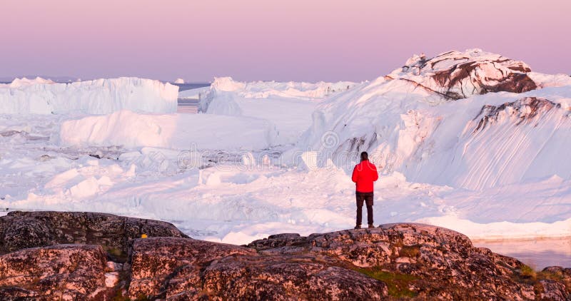 Global warming - Greenland Iceberg landscape of Ilulissat icefjord with icebergs royalty free stock image Global warming - Greenland Iceberg landscape of Ilulissat icefjord with icebergs royalty free stock image