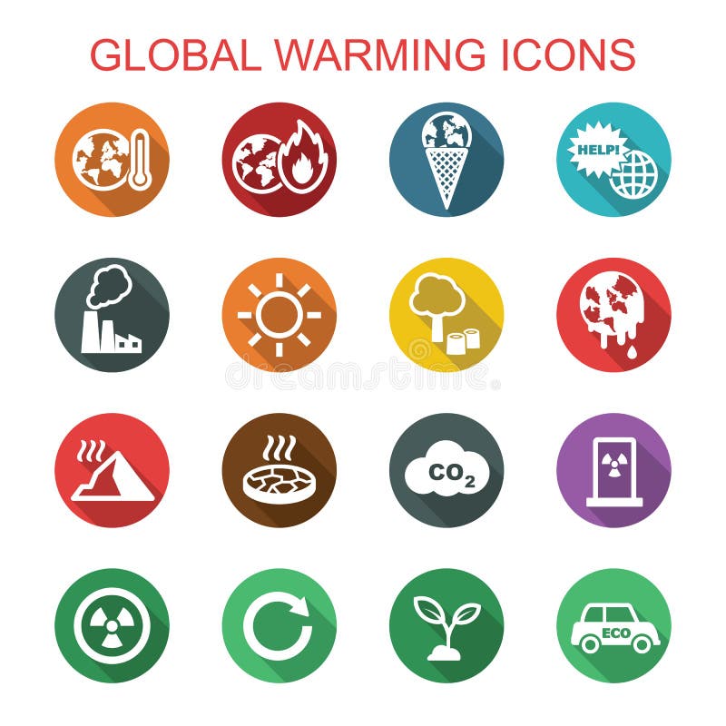 Global warming long shadow icons