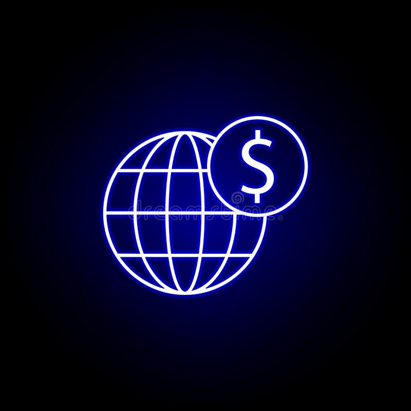 global world dollar icon in neon style. Element of finance illustration. Signs and symbols icon can be used for web, logo, mobile royalty free illustration global world dollar icon in neon style. Element of finance illustration. Signs and symbols icon can be used for web, logo, mobile royalty free illustration