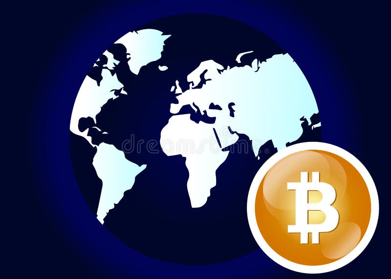 Globale abstrakte währungs-Technologie-Welt Bitcoin Schlüssel stock abbildung Globale abstrakte währungs-Technologie-Welt Bitcoin Schlüssel stock abbildung