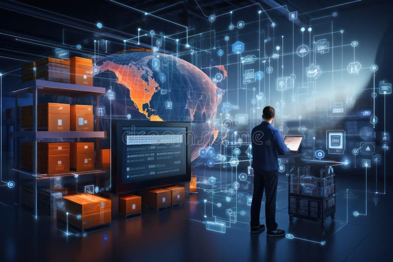 Globale Business Logistics Import Export- und Containerfracht Frachtschiff generative ai. ai generiert