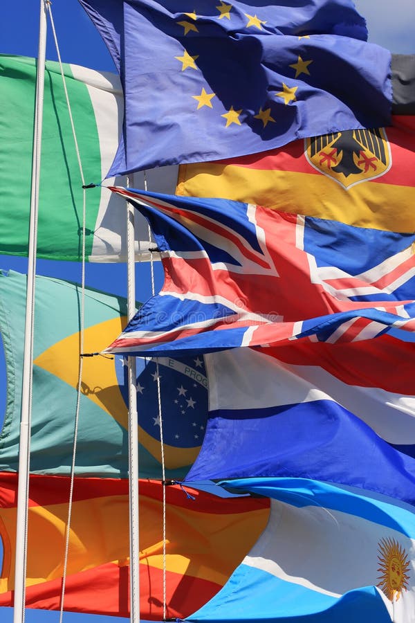 The flags of United Kingdom, France, Argentina, Italy, Germany, Brazil and Spain Along with the European union flag, perfect as an image for anything European or global,. The flags of United Kingdom, France, Argentina, Italy, Germany, Brazil and Spain Along with the European union flag, perfect as an image for anything European or global,