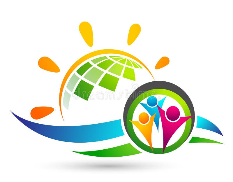 Globale Rettung Welt Menschen Pflege Hand, um sicherzustellen, dass die Menschen schützen Familienpflege Logo-Symbol-Element Vekt stock abbildung