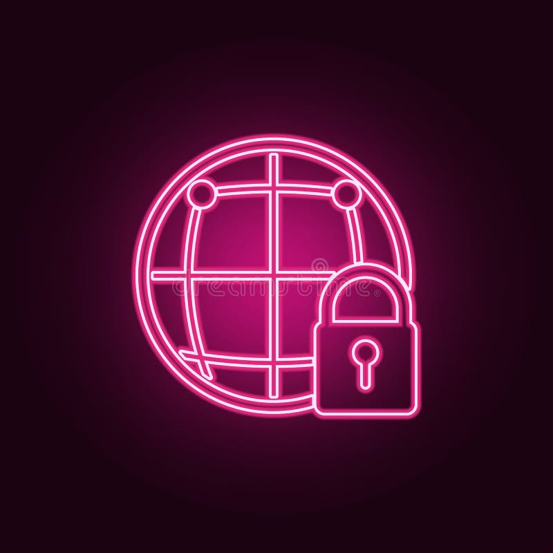 Globale Schutzikone Elemente der Internetsicherheit in den Neonartikonen Einfache Ikone f? r Website, Webdesign, mobiler App, Info lizenzfreie abbildung
