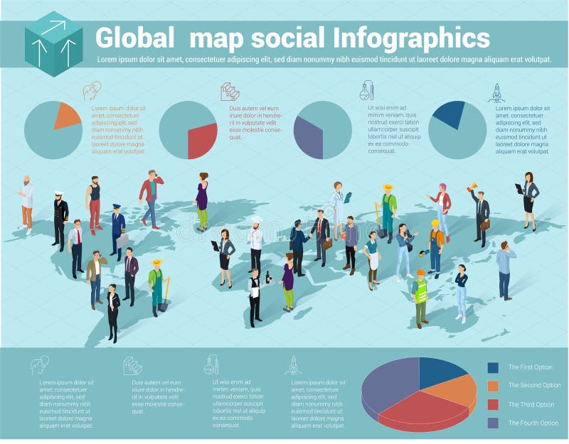 Globale wereld isometrische kaart stock illustratie Globale wereld isometrische kaart stock illustratie