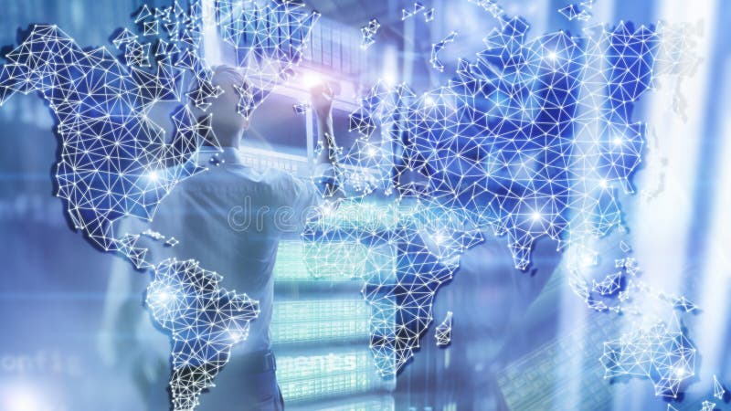Globales Weltkarte-Doppelbelichtungs-Netz Telekommunikation, internationales Geschäft Internet und Technologiekonzept vektor abbildung Globales Weltkarte-Doppelbelichtungs-Netz Telekommunikation, internationales Geschäft Internet und Technologiekonzept vektor abbildung