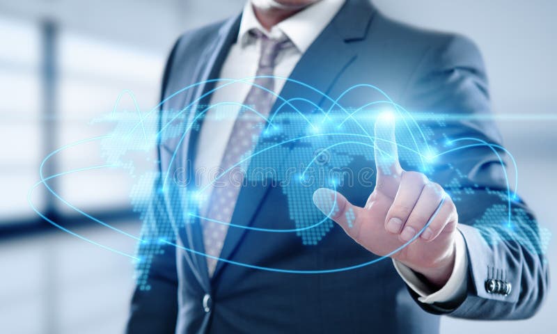 Globales Weltkommunikations-Verbindungs-Geschäfts-Netz-Internet Techology-Konzept lizenzfreie stockbilder