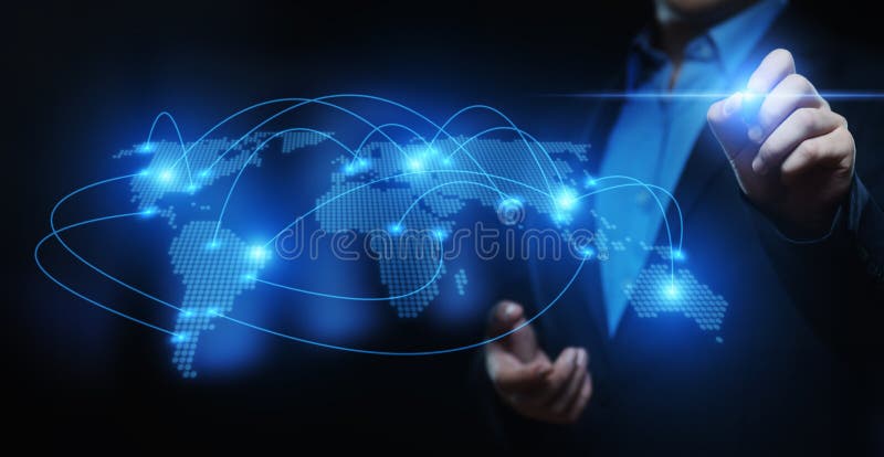 Globales weltweites Kommunikations-Geschäfts-Netztechnik-Internet-Konzept stockfotos