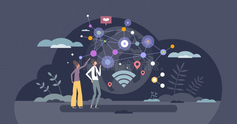 Globalization communication as worldwide interaction tiny person concept vector illustration